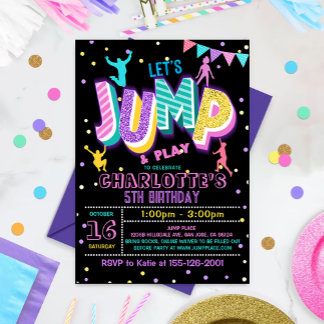 Jump Birthday Einladung Springen Trampolin Party