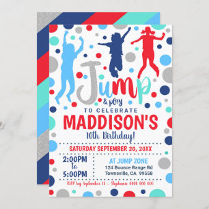 Jump Birthday Invasion Boy Girl Jump Trampolin Einladung