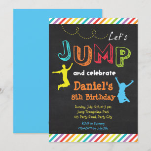 Jump Birthday Invitations (Chalkboard Rainbow) Einladung