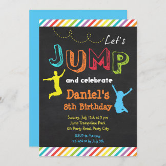 Jump Birthday Invitations (Chalkboard Rainbow) Einladung
