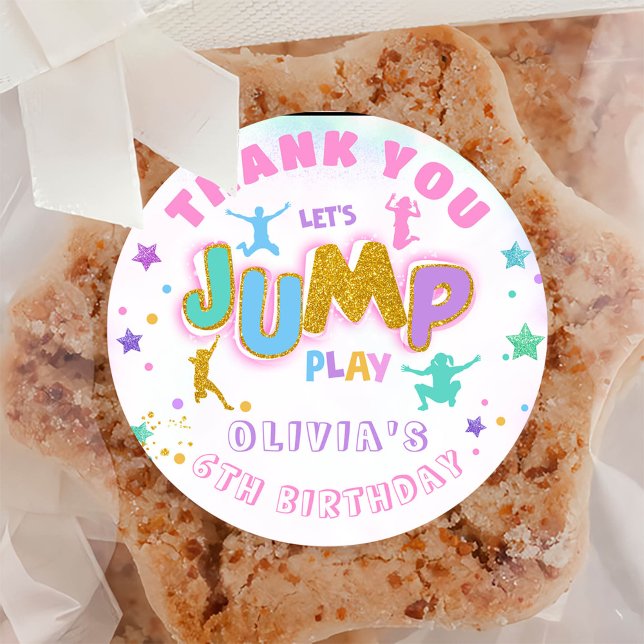 Jump Birthday Jump Trampolin Danke Runder Aufkleber (Von Creator hochgeladen)