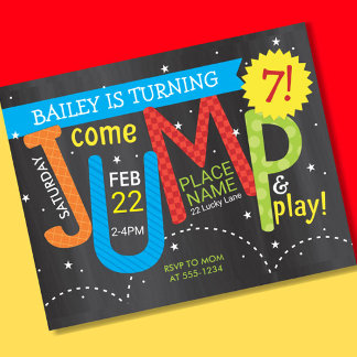 Jump Birthday Party Colors on Chalk Budget Einladu