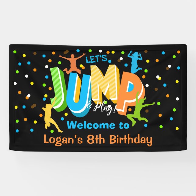 Jump Birthday Party Vinyl Willkommens-Banner Banner (Horizontal)