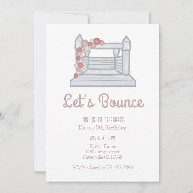 Jump Bounce House Girls Geburtstag Einladung (Vorderseite)