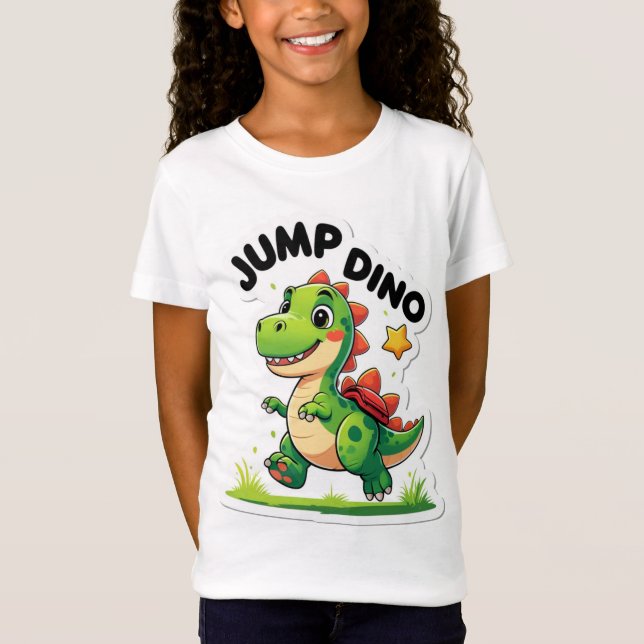 Jump Dino - Cartoon Sticker T - Shirt (Vorderseite)