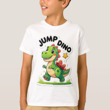Jump Dino - Cartoon Sticker T - Shirt