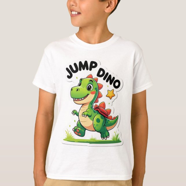Jump Dino - Cartoon Sticker T - Shirt (Vorderseite)