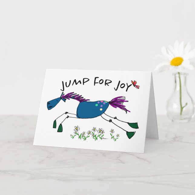 Jump for Joy (Blue) New Baby Greeting Card Karte (Kleine Pflanze)