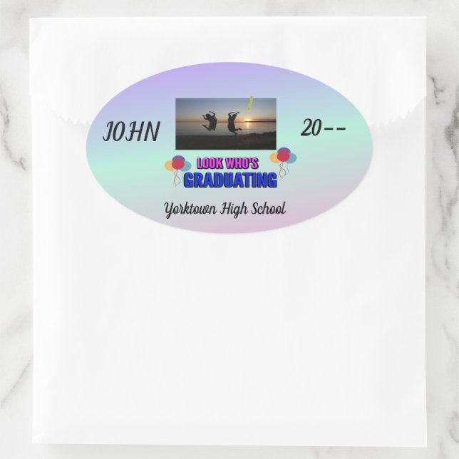 Jump for Joy Graduate Lila Pink Blue Ovaler Aufkleber (Tasche)