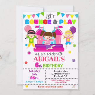 Jump Geburtstagseinladung Girl Bounce House laden Einladung
