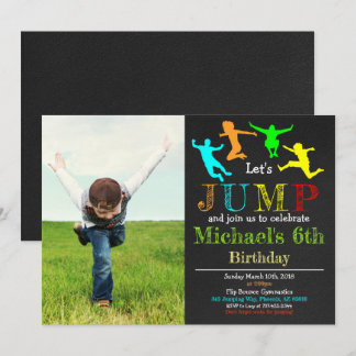 Jump Gymnastik Drehte Chalkboard Boy Birthday Einladung