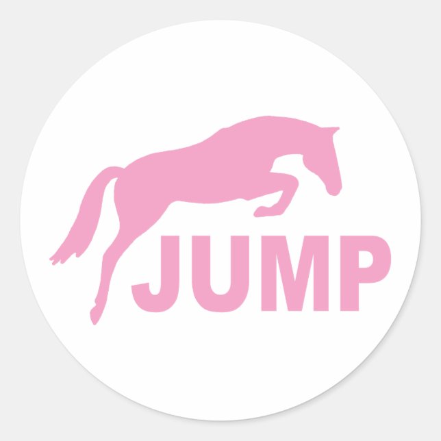 JUMP mit Sprungpferd (pink) Runder Aufkleber (Vorderseite)