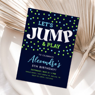 Jump Neon Trampoline Geburtstagseinladung Einladung