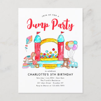 Jump Party Bounce House Trampoline Park Geburtstag Postkarte