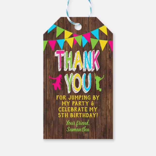 Jump Party Bounce Roink Aquamarin Lila Gefältmarke Geschenkanhänger (Vorderseite)