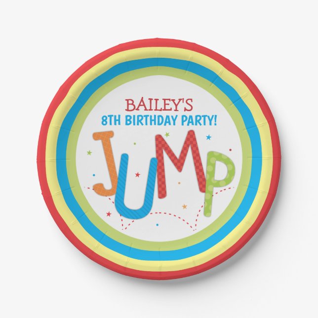 Jump Party Trampolin Geburtstag Party Paper Plate Pappteller (Vorderseite)