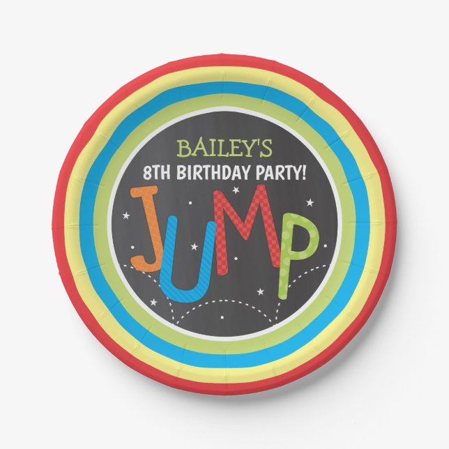 Jump Party Trampolin Party Papier Tafel Tafel Pappteller (Vorderseite)