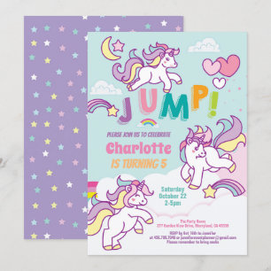 Jump Party unicorn Mädchen Geburtstagsfarbe Pastel Einladung