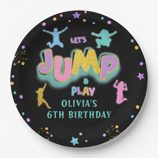Jump Play Birthday Jump Trampolin Paper Plate Pappteller (Vorderseite)