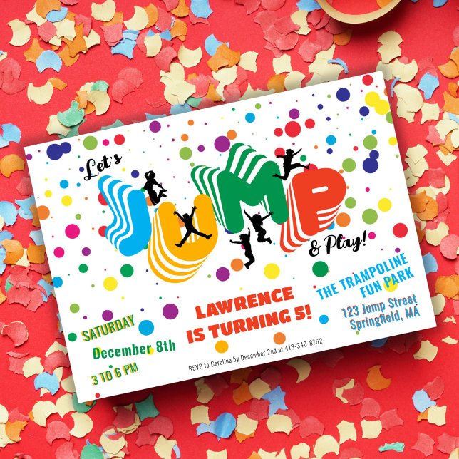 Jump Play Trampolin Park Party Kindergeburtstag Einladung (Jump Play Trampoline Park Party Kids Birthday Invitation)