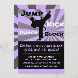 Jump Punch Kick Block Karate Party Geburtstag Einladung
