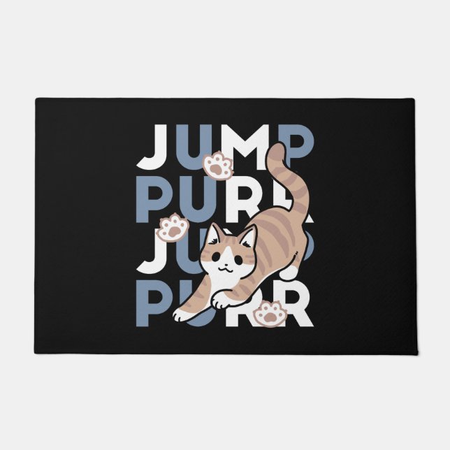 Jump Purr Jump: Spielerisches Cat Design mit Spaß  Fußmatte (Vorderseite)