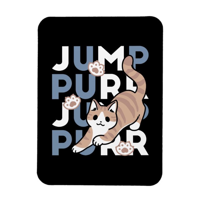 Jump Purr Jump: Spielerisches Cat Design mit Spaß  Magnet (Vertikal)