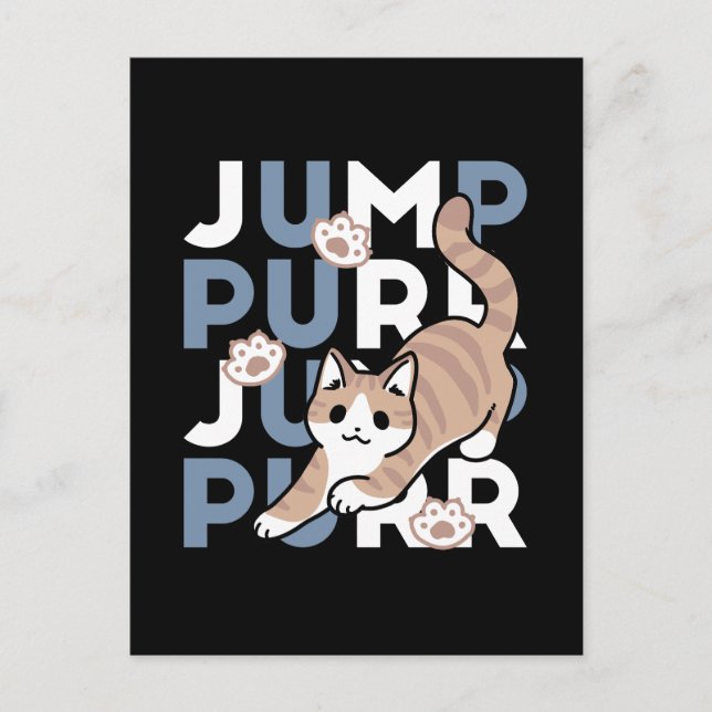 Jump Purr Jump: Spielerisches Cat Design mit Spaß  Postkarte (Vorderseite)
