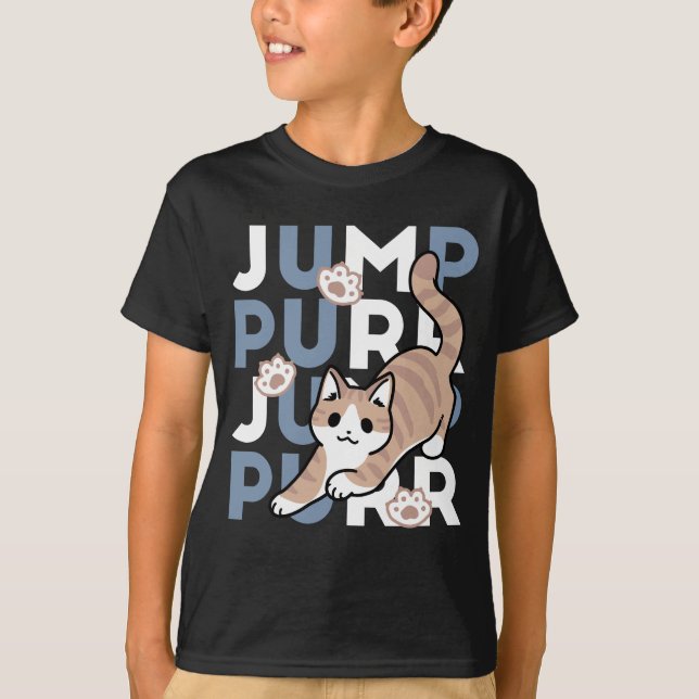 Jump Purr Jump: Spielerisches Cat Design mit Spaß  T-Shirt (Vorderseite)