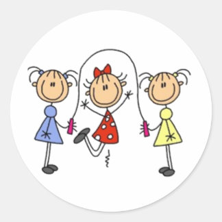 Jump Roping-Strichmännchen Runder Aufkleber