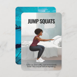 Jump Squats Fitness Card mit blauem Hintergrund Save The Date