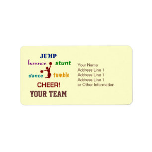 Jump Stunt Bounce Cheerleader Address Labels Adressaufkleber