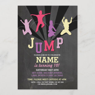 Jump Trampolin Geburtstagsparty Pink Girls laden e Einladung
