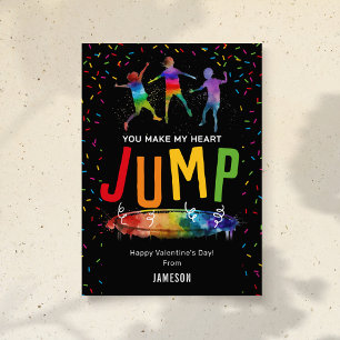 Jump Trampolin Kids Valentinstag Feiertagskarte
