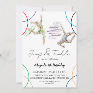 Jump Tumble Girl Gymnastic zum Geburtstag Einladung