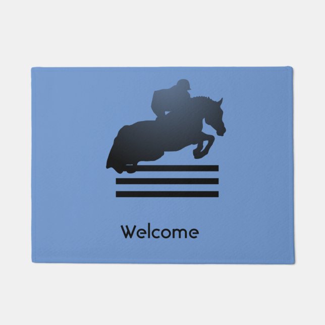 Jumper Clearing an Hindernis. Fußmatte (Vorderseite)