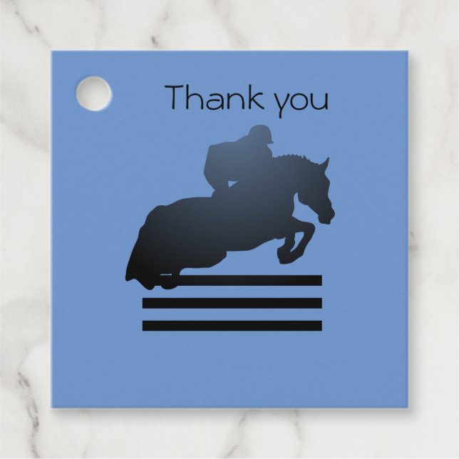 Jumper Clearing an Hindernis. Geschenkanhänger (Vorderseite)