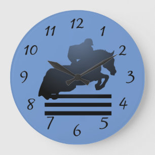 Jumper Clearing an Hindernis. Große Wanduhr