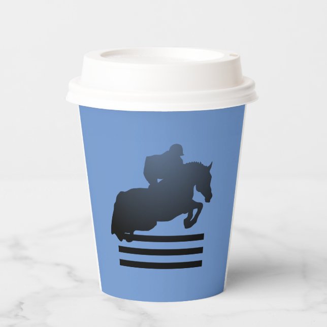 Jumper Clearing an Hindernis. Pappbecher (Vorderseite)