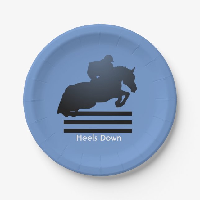 Jumper Clearing an Hindernis. Pappteller (Vorderseite)