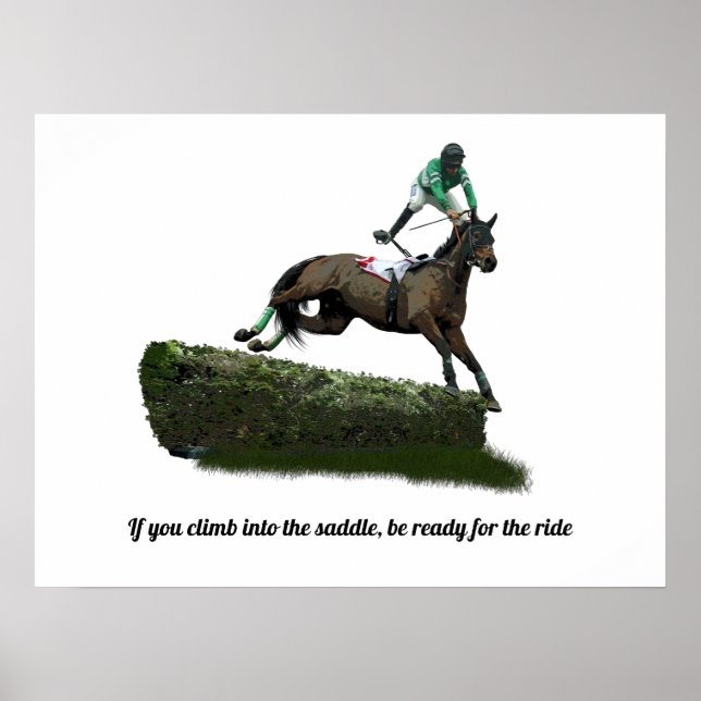 Jumper Horse Jockey in Green Poster (Vorne)