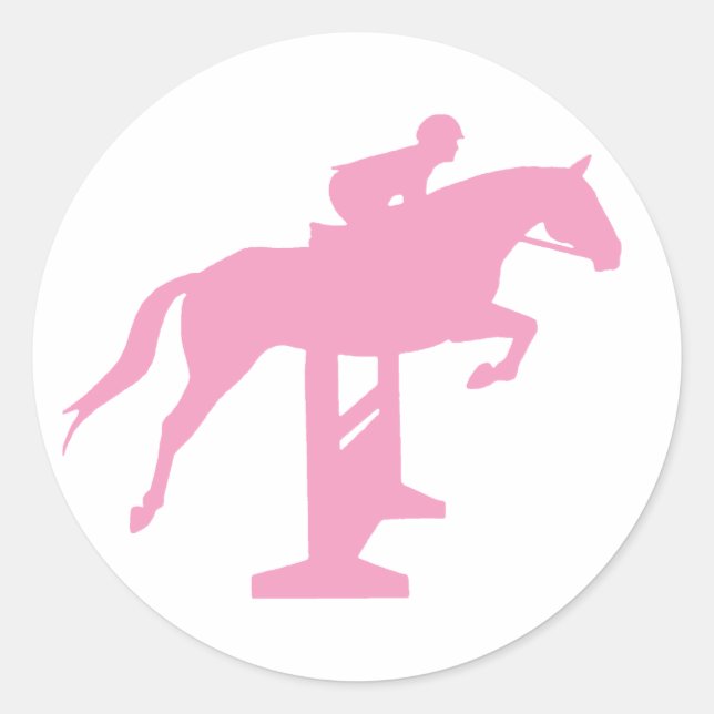 Jumper Horse & Rider (pink) Runder Aufkleber (Vorderseite)