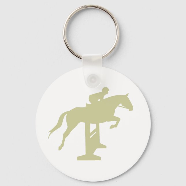 Jumper Horse & Rider (Salbei grün) Geschenke Schlüsselanhänger (Vorderseite)