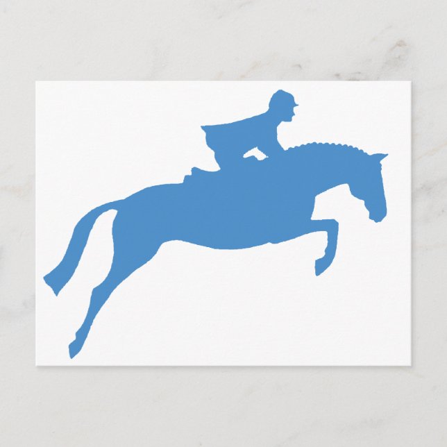 Jumper Horse Silhouette (blau) Postkarte (Vorderseite)