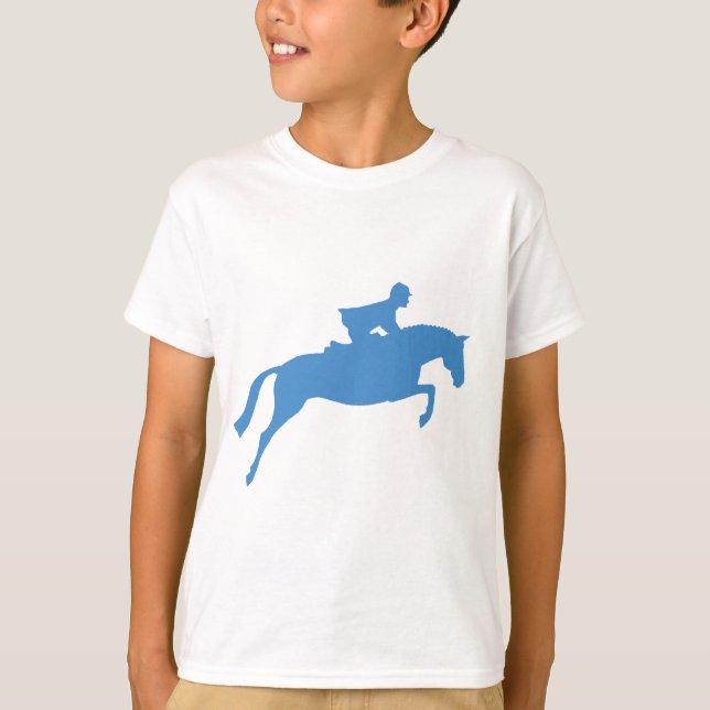 Jumper Horse Silhouette (blau) T-Shirt (Vorderseite)