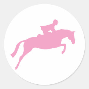 Jumper Horse Silhouette (pink) Runder Aufkleber