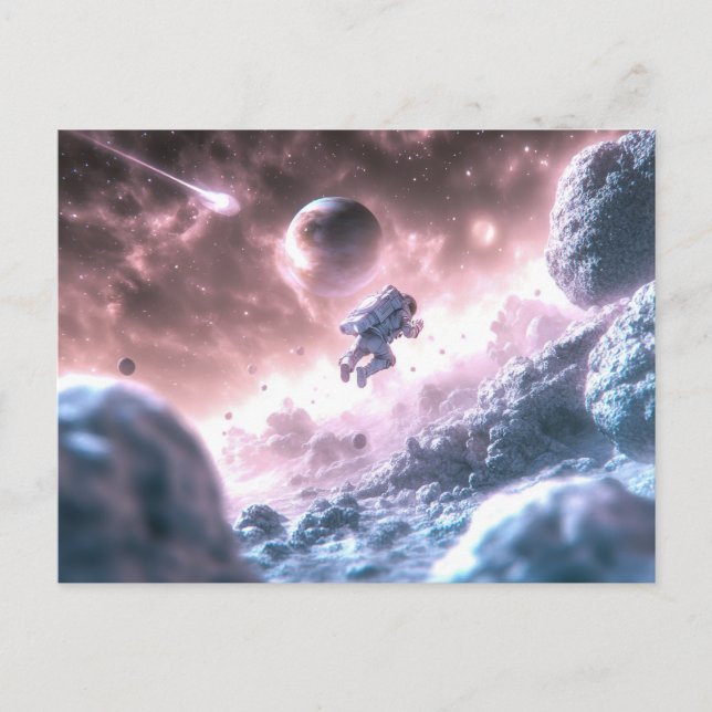 Jumping Astronaut Postkarte (Vorderseite)