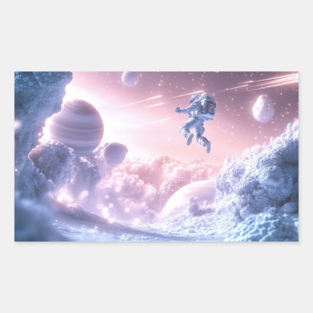 Jumping Astronaut Rechteckiger Aufkleber (Vorderseite)