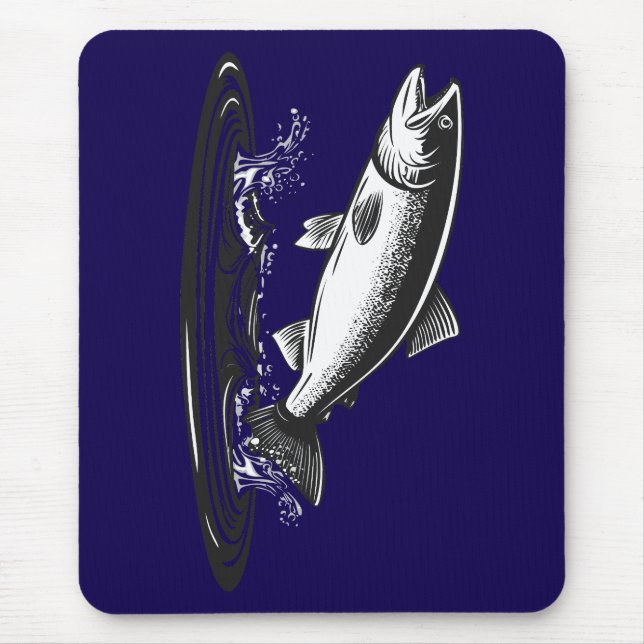 jumping atlantic salmon fish mousepad (Vorne)