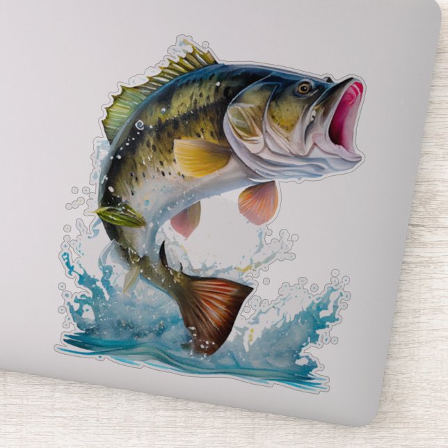 Jumping Bass Gone Fishing Aufkleber (Detail)